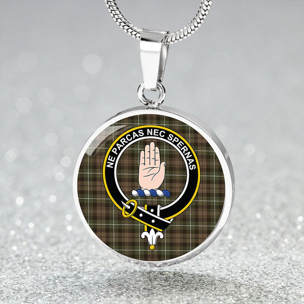 Lamont Heather Modern Clan Badge Tartan Classic Circle Necklace