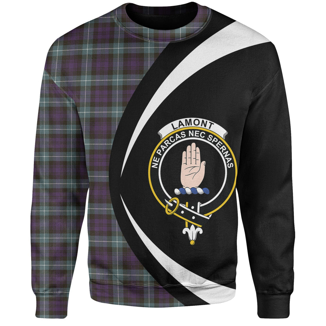 Lamont Weathered Clan Badge Tartan Sweatshirt Circle Style Personalized