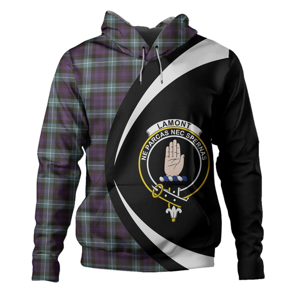 Lamont Weathered Clan Badge Tartan Hoodie Circle Style