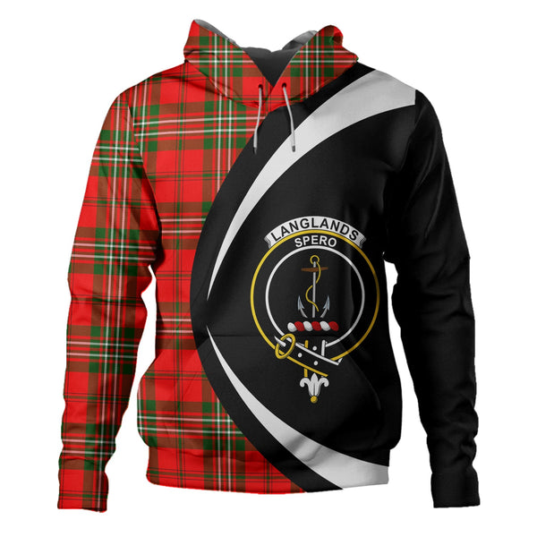 Langlands Clan Badge Tartan Hoodie Circle Style