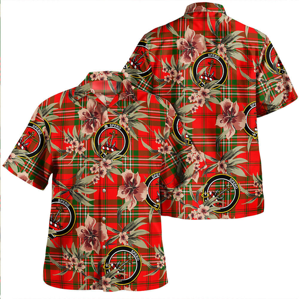 Langlands Clan Badge Tartan Aloha Hawaiian Shirt Tropical Old Style