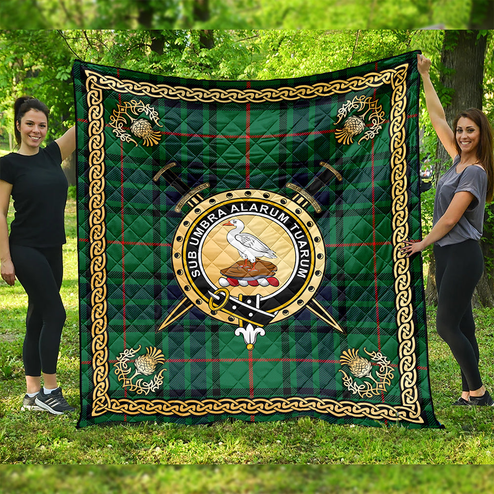 Lauder Modern Clan Badge Tartan Premium Quilt Celtic Shield