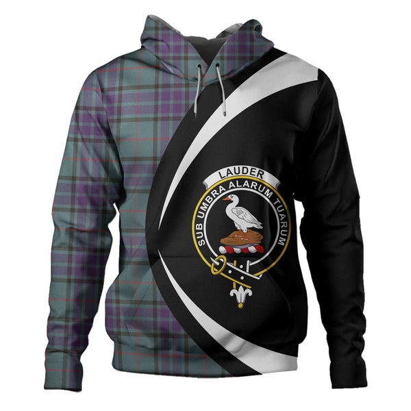 Lauder Weathered Clan Badge Tartan Hoodie Circle Style