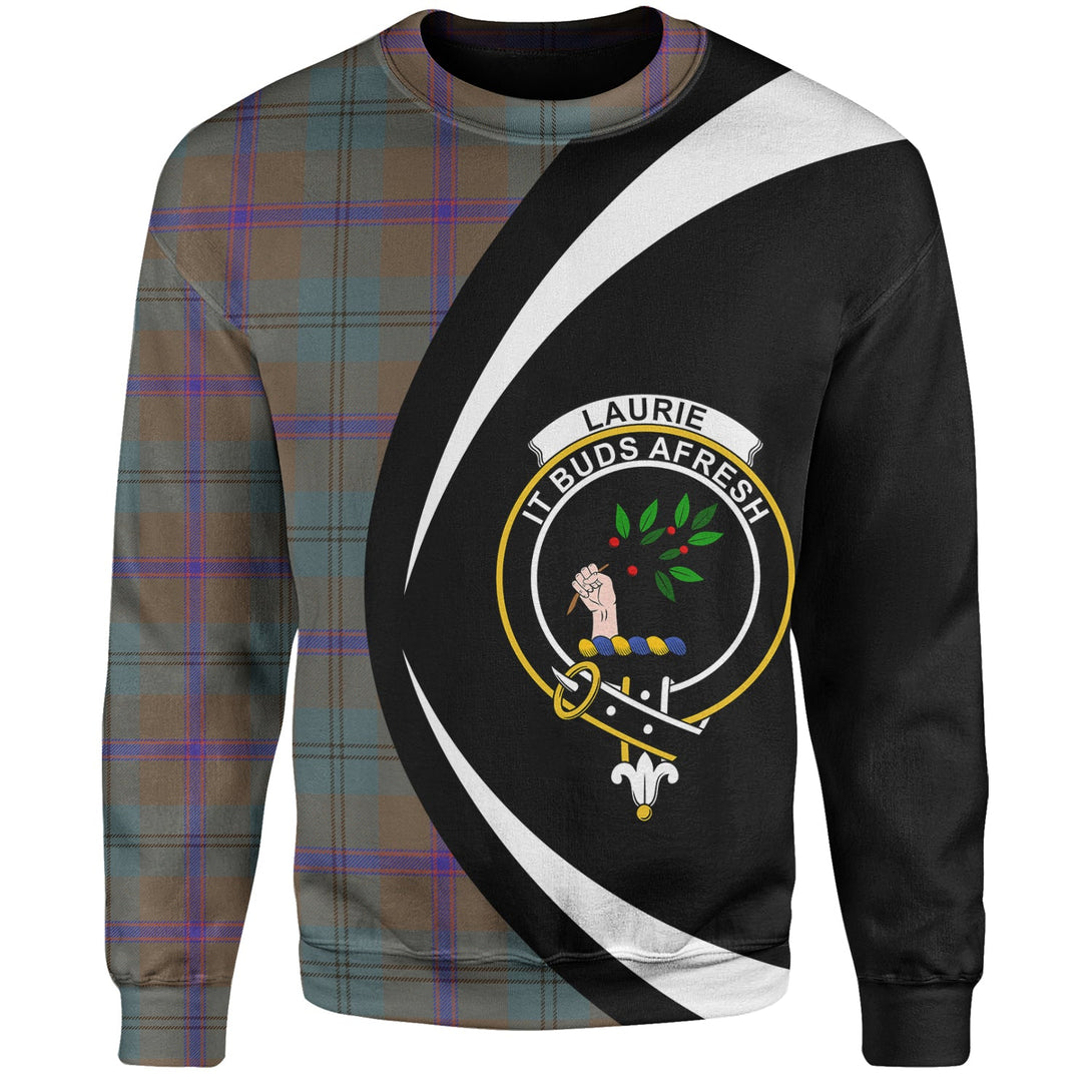 Laurie Weathered Clan Badge Tartan Sweatshirt Circle Style Personalized