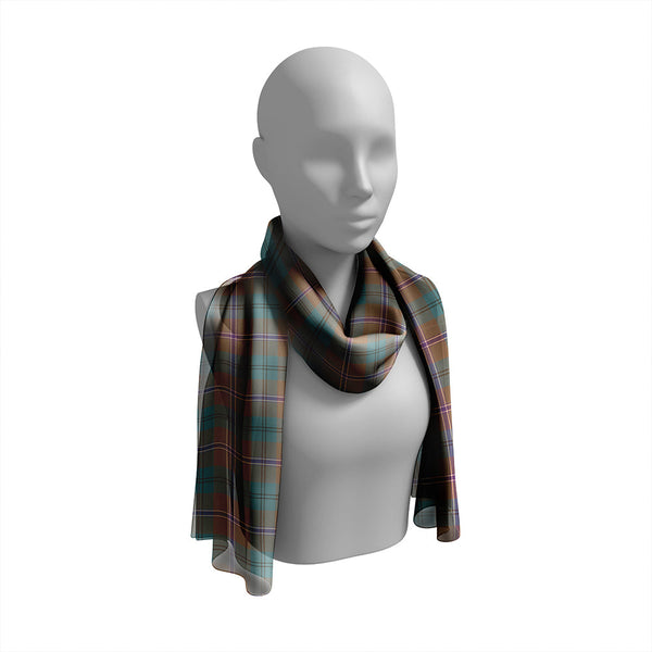 Lawrie Weathered Tartan Classic Silk Habotai Long Scarf