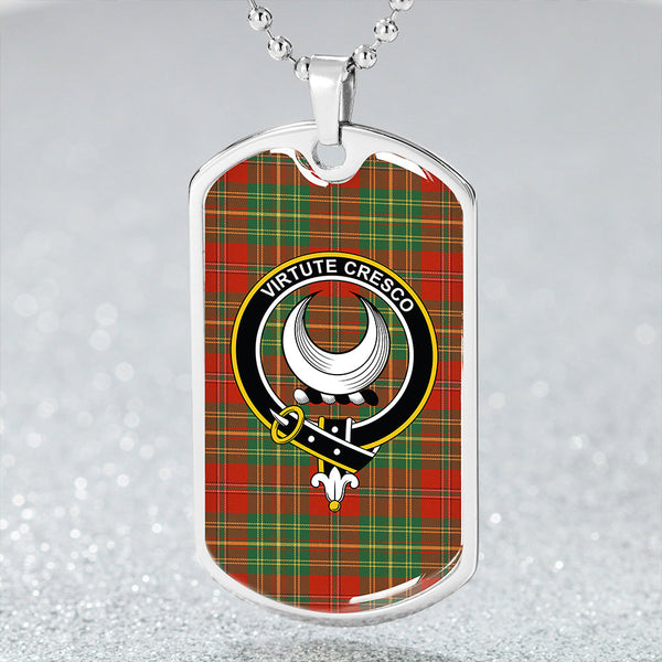 Leask Ancient Clan Badge Classic Tartan Dog Tag Necklace