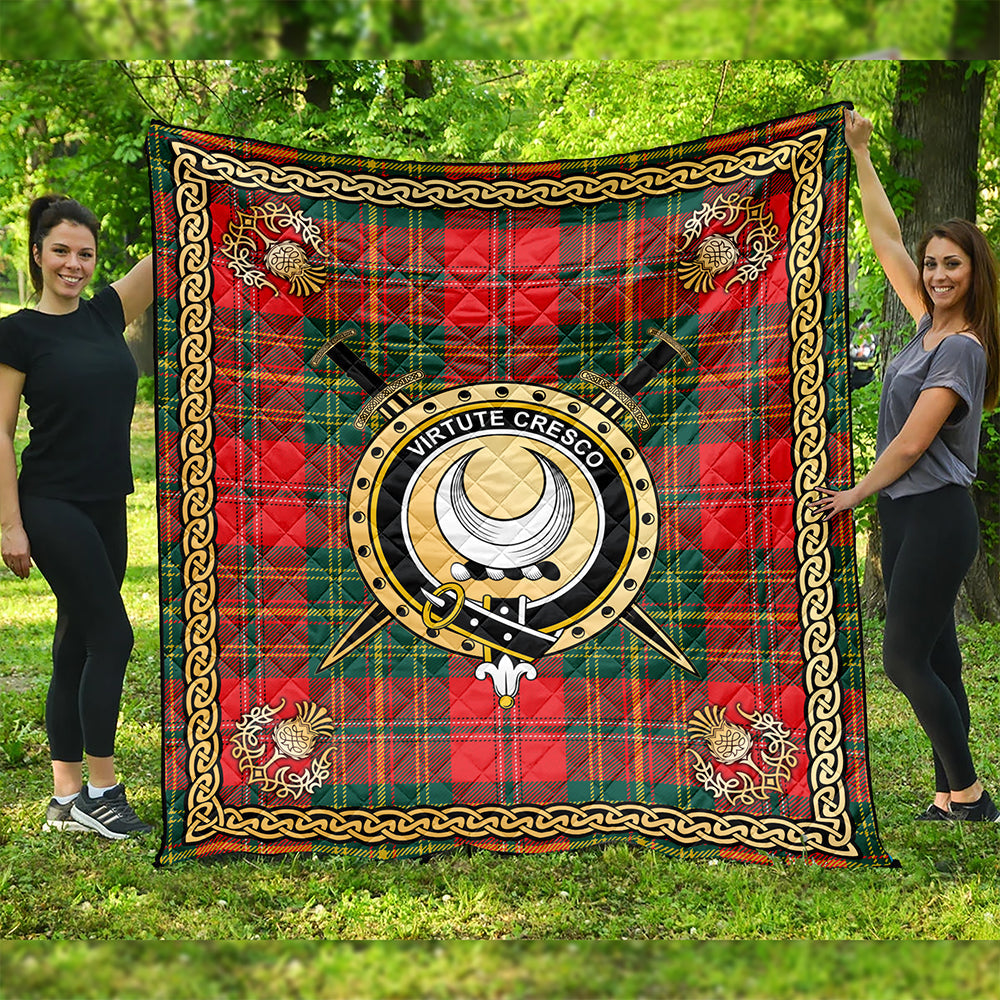 Leask Modern Clan Badge Tartan Premium Quilt Celtic Shield