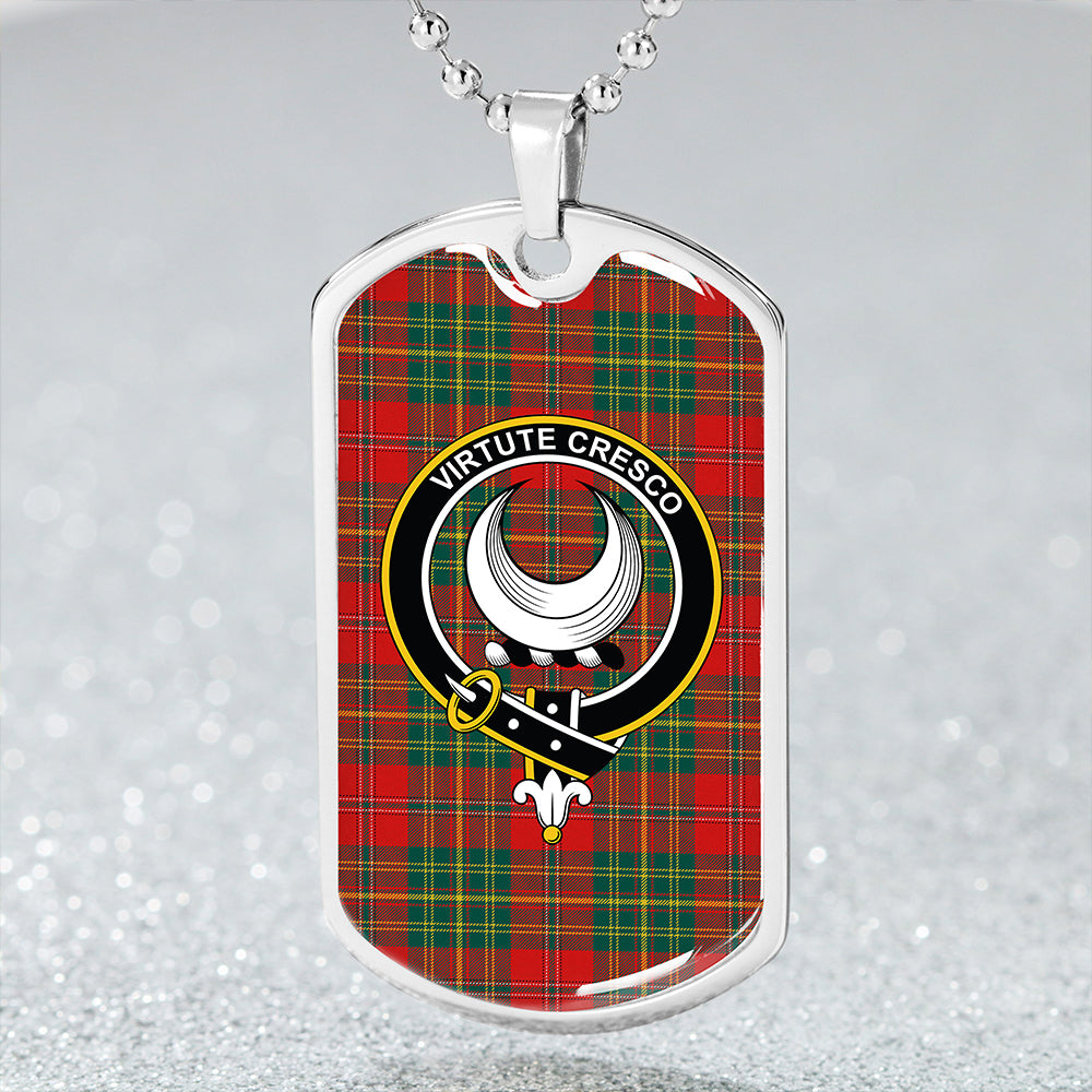 Leask Modern Clan Badge Classic Tartan Dog Tag Necklace