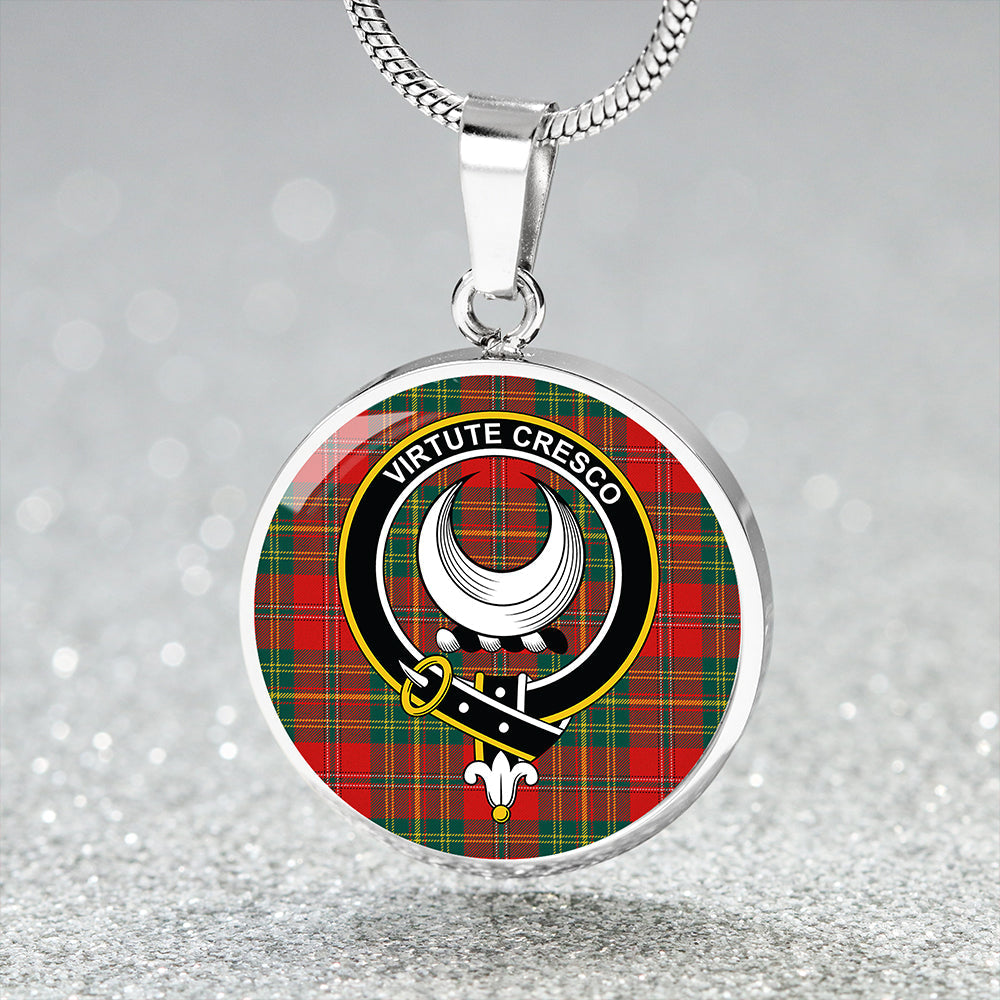 Leask Modern Clan Badge Tartan Classic Circle Necklace