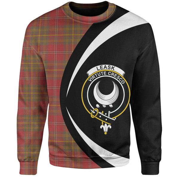 Leask Weathered Clan Badge Tartan Sweatshirt Circle Style Personalized