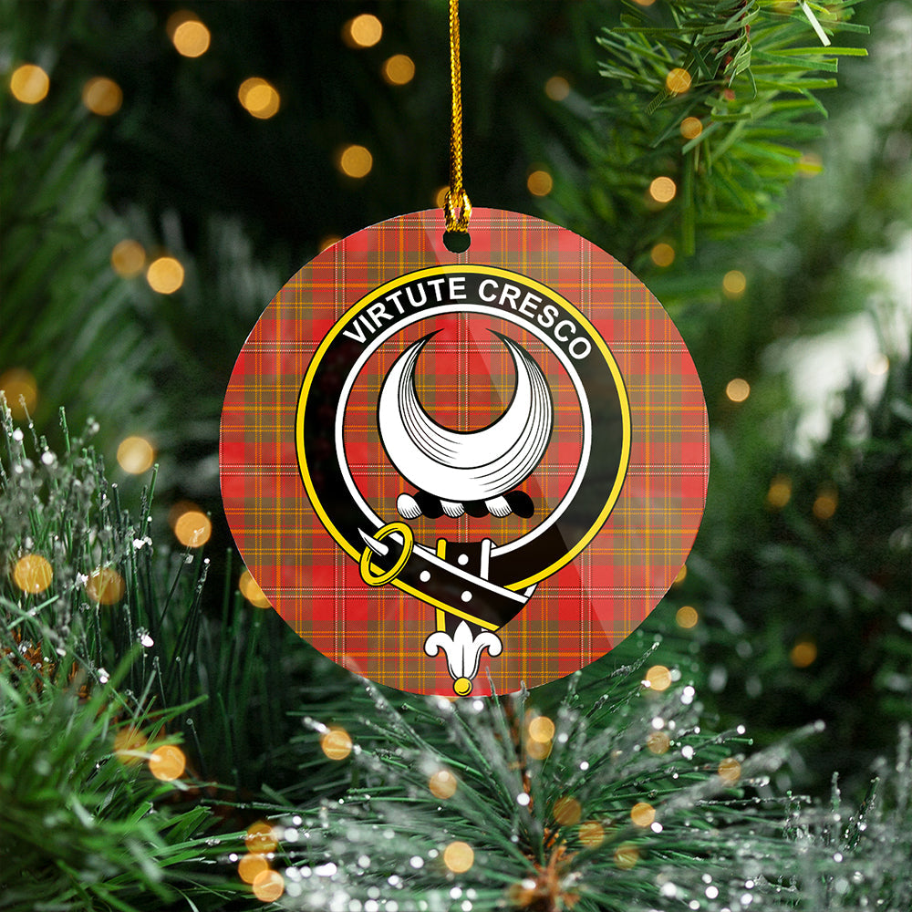 Leask Weathered Clan Badge Tartan Plastic Christmas Ornaments