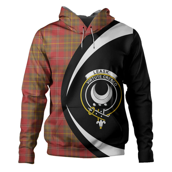 Leask Weathered Clan Badge Tartan Hoodie Circle Style