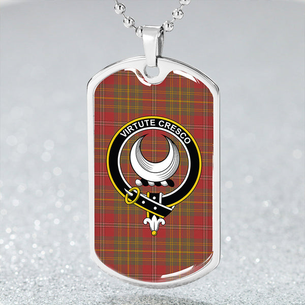 Leask Weathered Clan Badge Classic Tartan Dog Tag Necklace