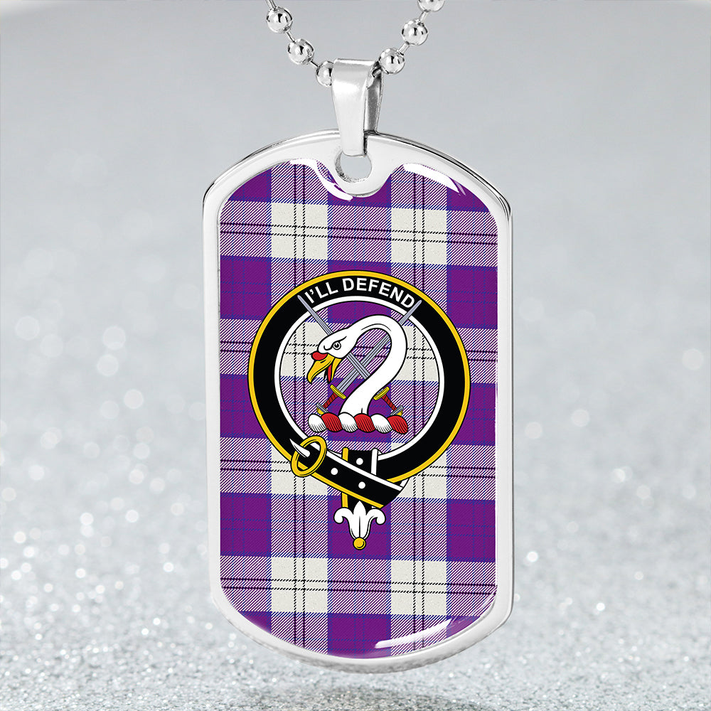 Lennox Dress Dance Purple Clan Badge Classic Tartan Dog Tag Necklace