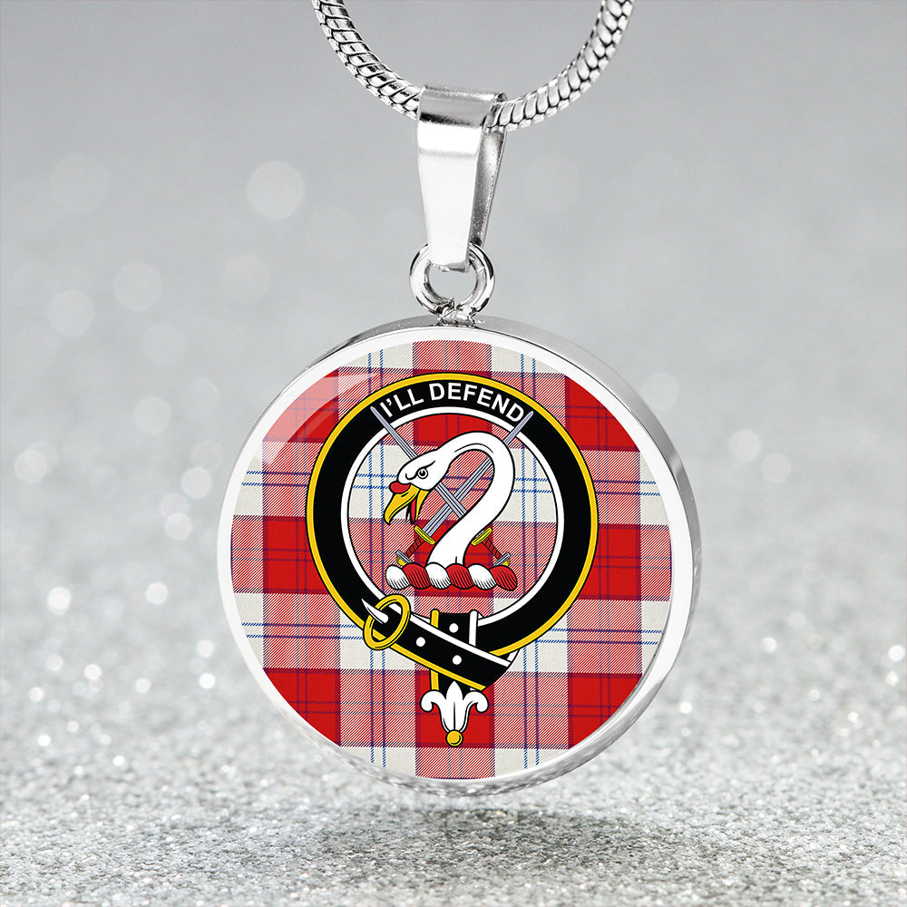 Lennox Dress Red Clan Badge Tartan Classic Circle Necklace