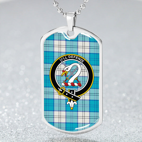 Lennox Dress Turquoise Clan Badge Classic Tartan Dog Tag Necklace