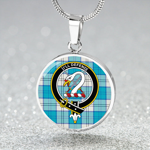 Lennox Dress Turquoise Clan Badge Tartan Classic Circle Necklace