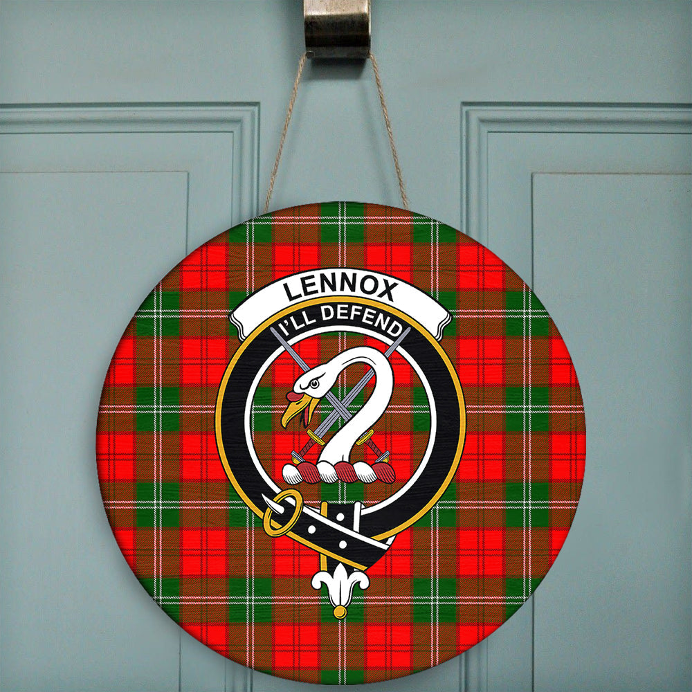 Lennox Modern Tartan Classic Crest Round Wooden Sign