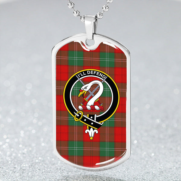 Lennox Modern Clan Badge Classic Tartan Dog Tag Necklace