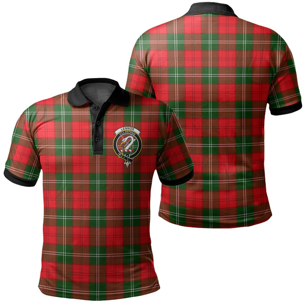 Lennox Modern Tartan Crest Polo Shirt Black Neck 2 Style