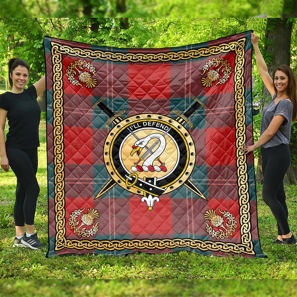 Lennox Weathered Clan Badge Tartan Premium Quilt Celtic Shield