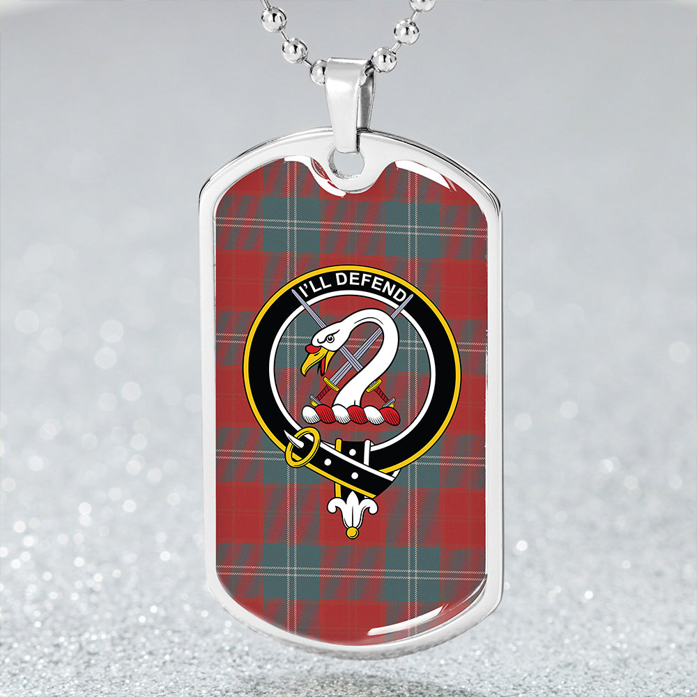 Lennox Weathered Clan Badge Classic Tartan Dog Tag Necklace