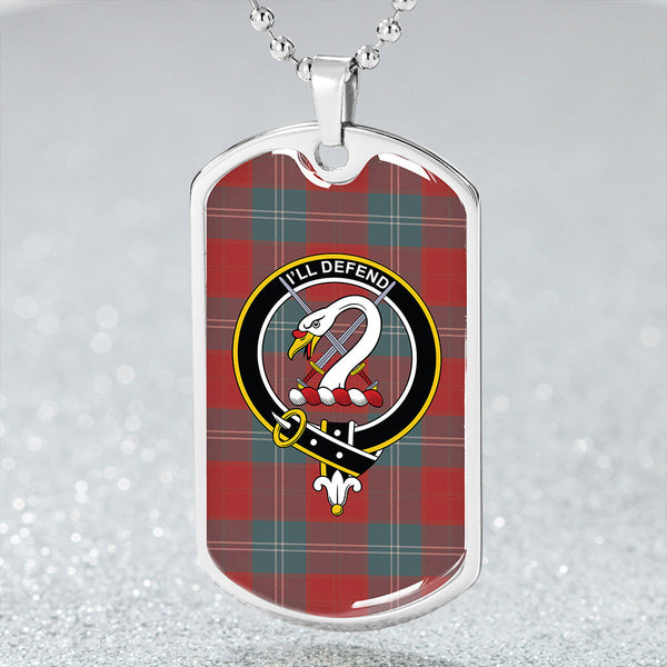 Lennox Weathered Clan Badge Classic Tartan Dog Tag Necklace