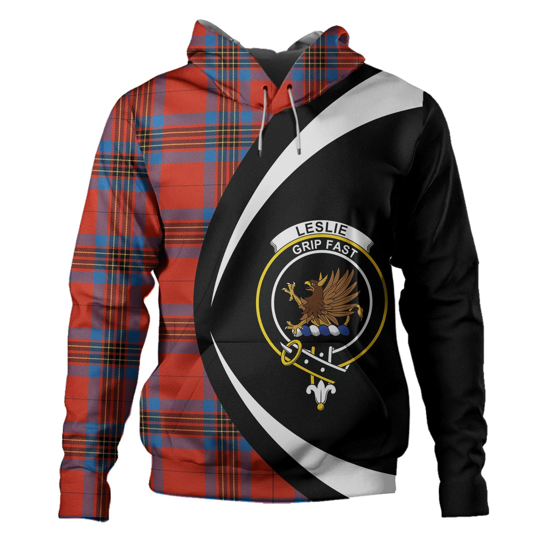 Leslie Ancient Clan Badge Tartan Hoodie Circle Style