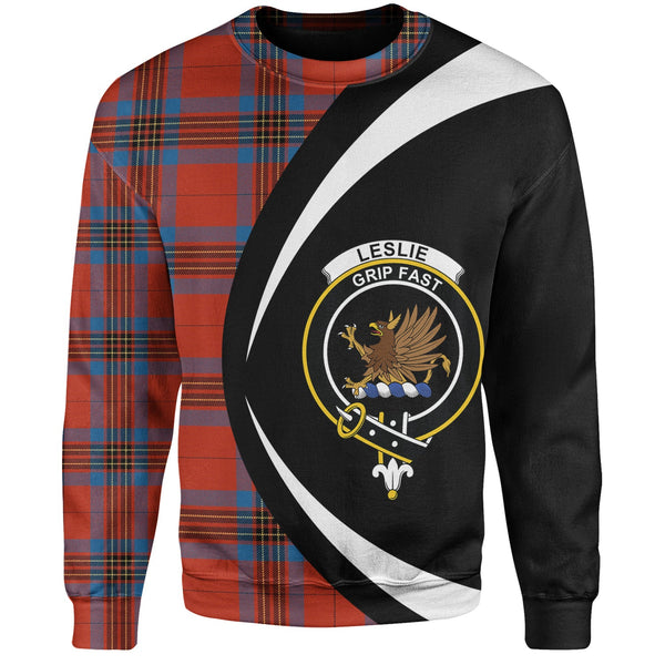 Leslie Ancient Clan Badge Tartan Sweatshirt Circle Style Personalized