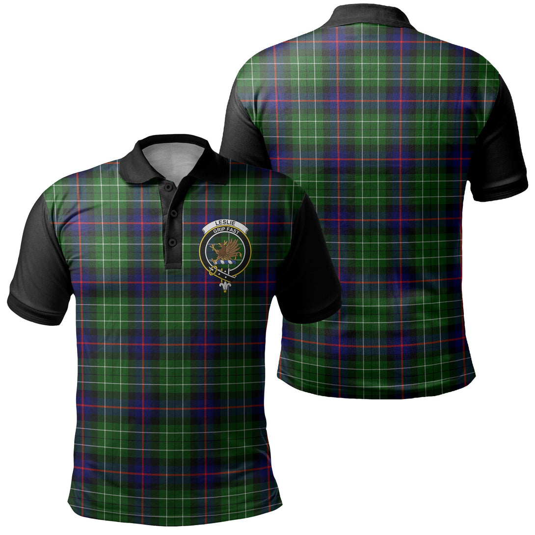 Leslie Hunting Ancient Tartan Crest Polo Shirt Black Neck 1 Style