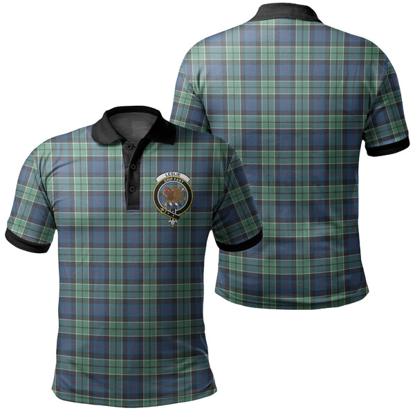 Leslie Hunting Tartan Crest Polo Shirt Black Neck 2 Style