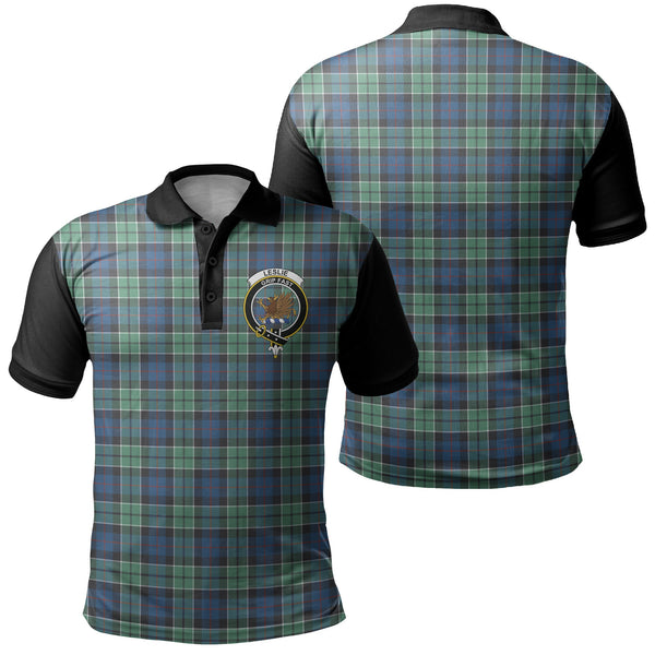 Leslie Hunting Tartan Crest Polo Shirt Black Neck 1 Style