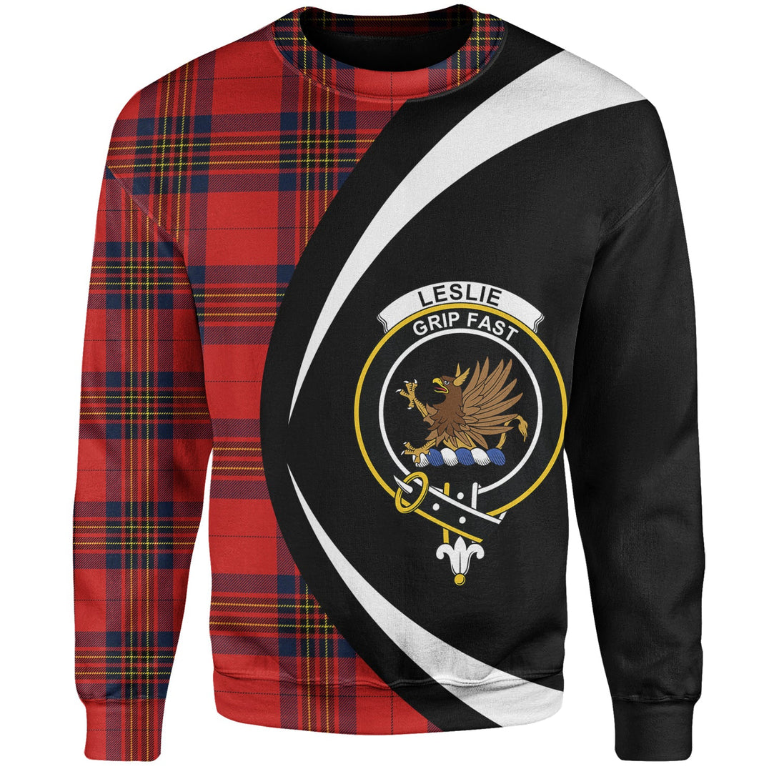 Leslie Modern Clan Badge Tartan Sweatshirt Circle Style Personalized