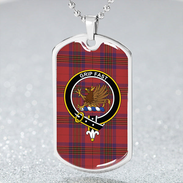 Leslie Weathered Clan Badge Classic Tartan Dog Tag Necklace