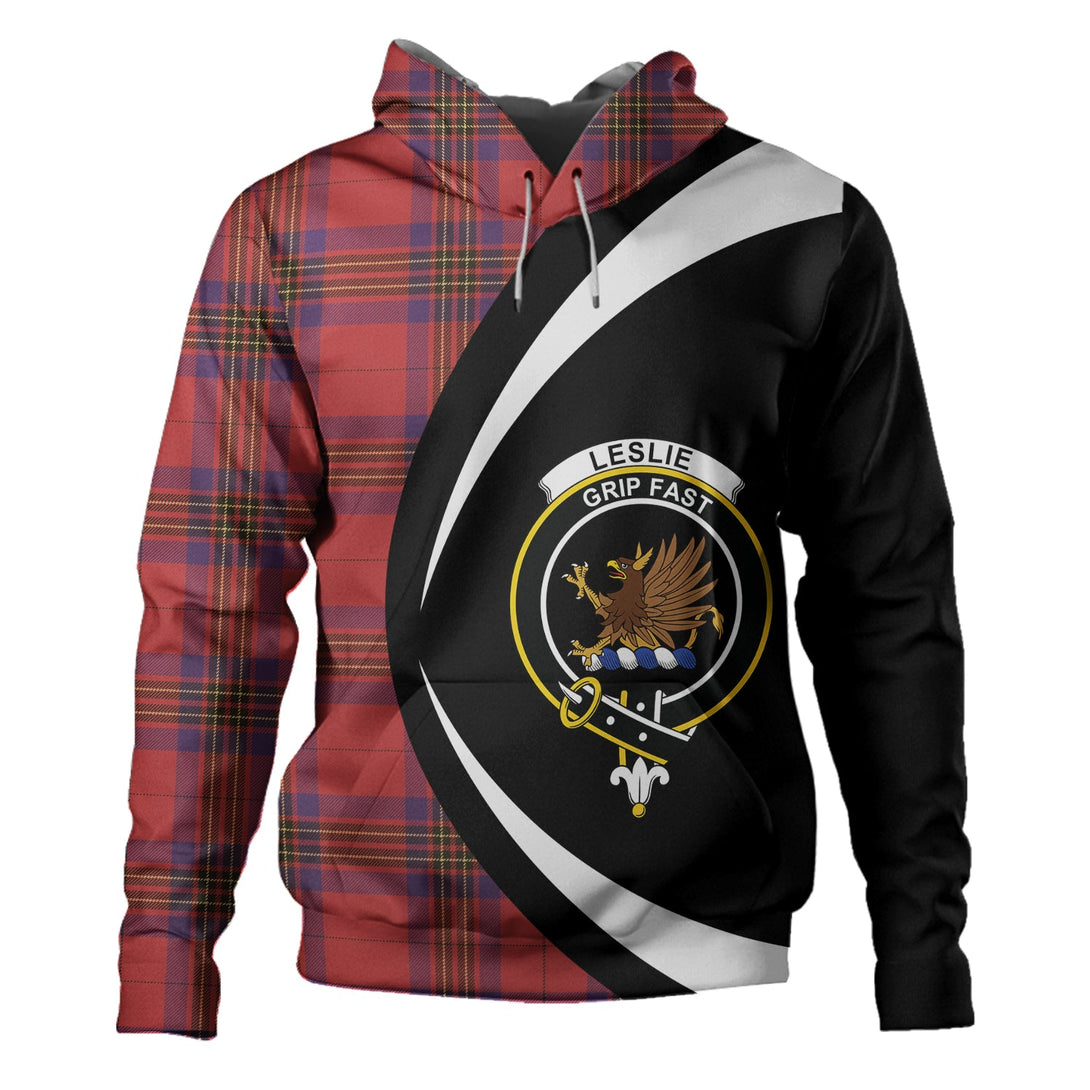 Leslie Weathered Clan Badge Tartan Hoodie Circle Style