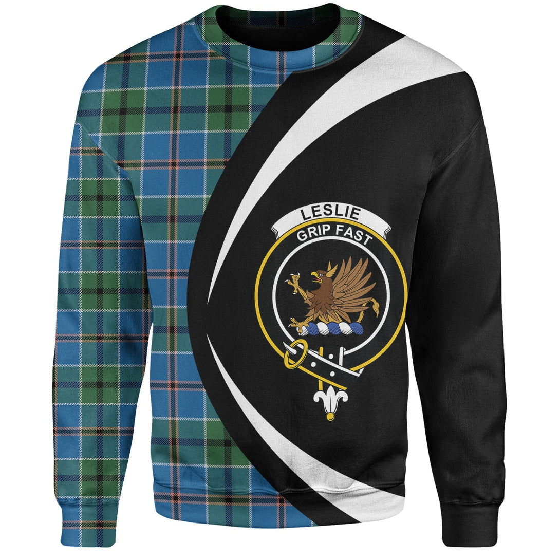 Leslie of the Hebrides Ancient Clan Badge Tartan Sweatshirt Circle Style Personalized