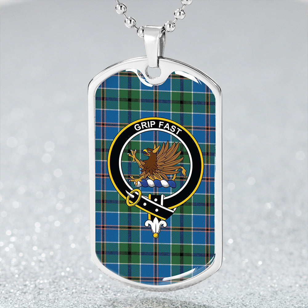 Leslie of the Hebrides Ancient Clan Badge Classic Tartan Dog Tag Necklace