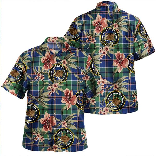 Leslie of the Hebrides Modern Clan Badge Tartan Aloha Hawaiian Shirt Tropical Old Style