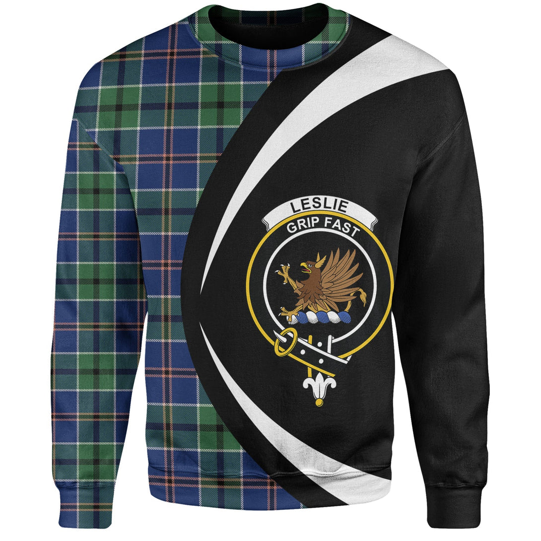 Leslie of the Hebrides Modern Clan Badge Tartan Sweatshirt Circle Style Personalized