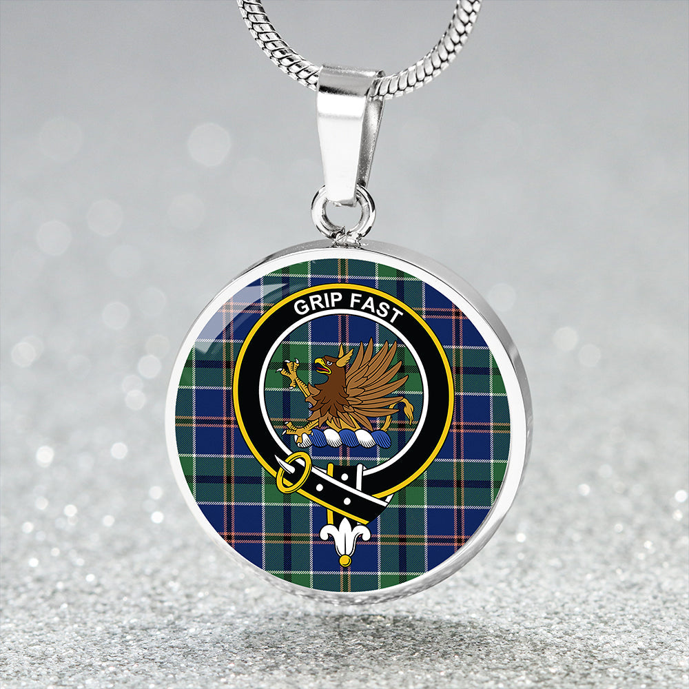 Leslie of the Hebrides Modern Clan Badge Tartan Classic Circle Necklace