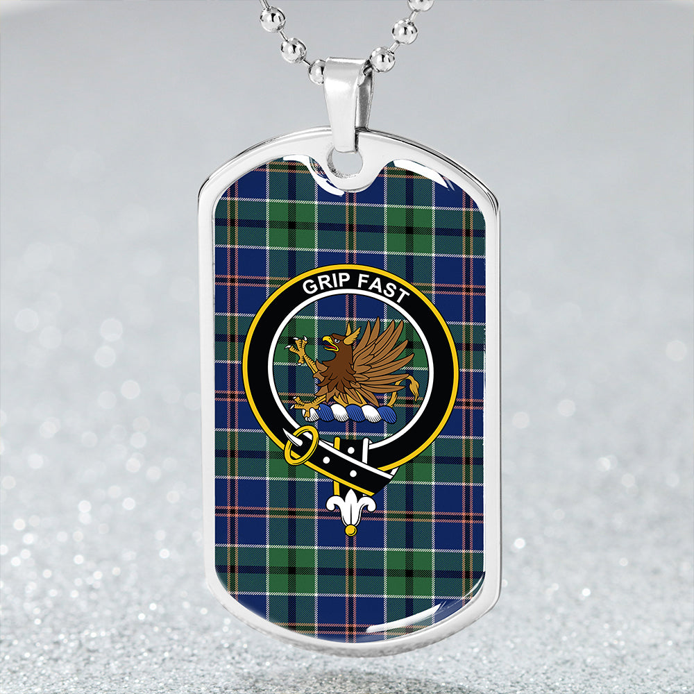 Leslie of the Hebrides Modern Clan Badge Classic Tartan Dog Tag Necklace