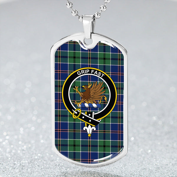 Leslie of the Hebrides Modern Clan Badge Classic Tartan Dog Tag Necklace