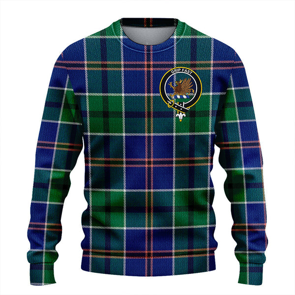 Leslie of the Hebrides Modern Clan Badge Tartan Knitted Sweater