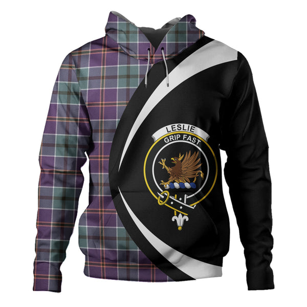 Leslie of the Hebrides Weathered Clan Badge Tartan Hoodie Circle Style