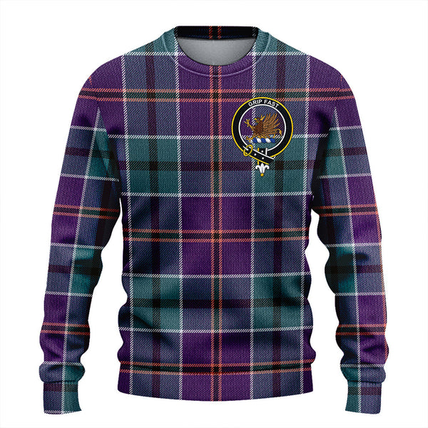 Leslie of the Hebrides Weathered Clan Badge Tartan Knitted Sweater