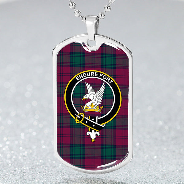 Lindsay #2 Modern Clan Badge Classic Tartan Dog Tag Necklace