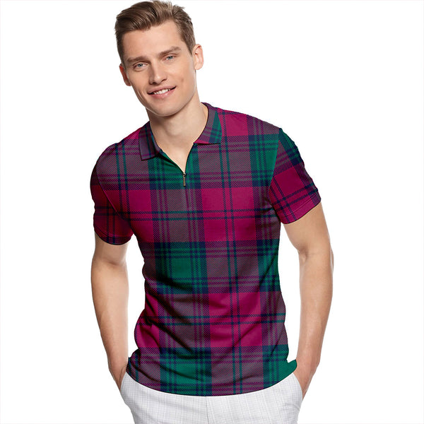 Lindsay #2 Modern Tartan Classic Lapel Zip Short Sleeve Polo