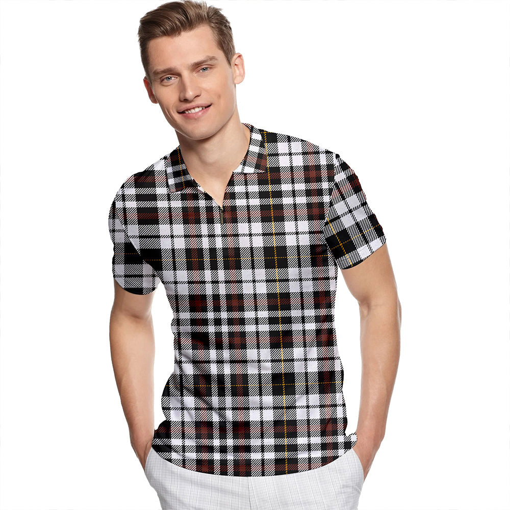 Little Arisaid Modern Tartan Classic Lapel Zip Short Sleeve Polo