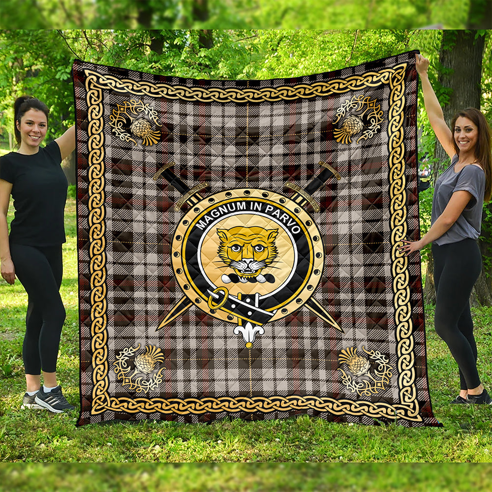 Little Arisaid Weathered Clan Badge Tartan Premium Quilt Celtic Shield