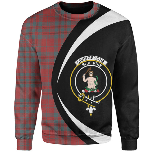 Livingstone Weathered Clan Badge Tartan Sweatshirt Circle Style Personalized